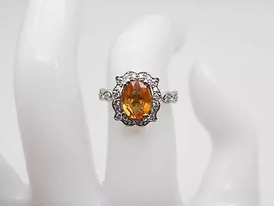 $7000 VERRAGIO 2.50ct Natural Padparadscha Sapphire Diamond 14k White Gold Ring • $1450