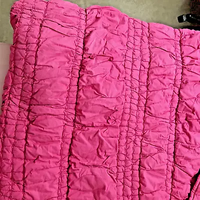 POTTERY BARN TEEN Ruched Comforter & 2 Shams Full/Queen 88x88 Rose Pink • $35
