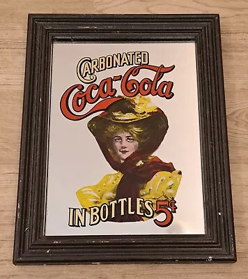 Vintage Coca-Cola Lady Framed Mirror Soft Drink Advertising Coke Collectables • £24.99