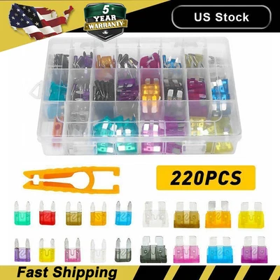 $9.59 • Buy 220pcs Car Blade Fuse Assortment Assorted Kit Blade Auto Truck Automotive Parts