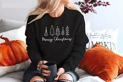 CHRISTMAS Sweatshirt Funny Xmas Family Holiday Santa CLAUSV.Christmas Tree 1 • £16.99