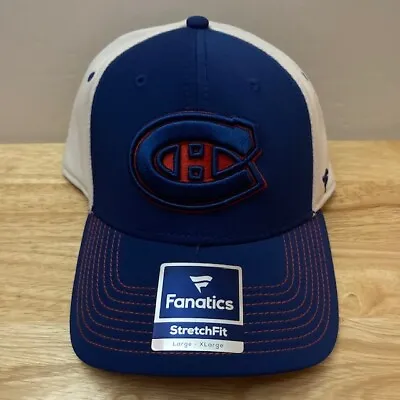 *NWT* MONTREAL CANADIENS Blue/White NHL Fanatics StretchFit Fitted Hat (L/XL) • $24.99