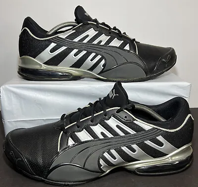 Puma Voltaic 3 Perf L Mens Sneaker 186357-02 2012 Sz 12 Blk/Silver Excellent • $65