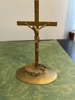 Crucifix- Small Metal Tabletop On Stand - • $12