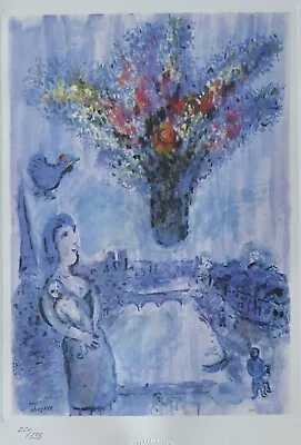 MARC CHAGALL VASE IN THE SKY 1985 Signed HAND NUMBERED 220/333 MATTED ETCHING • $189