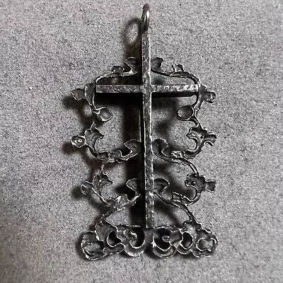 Vintage Designer Ornamental Religious Cross Pendant Sterling Silver • $40