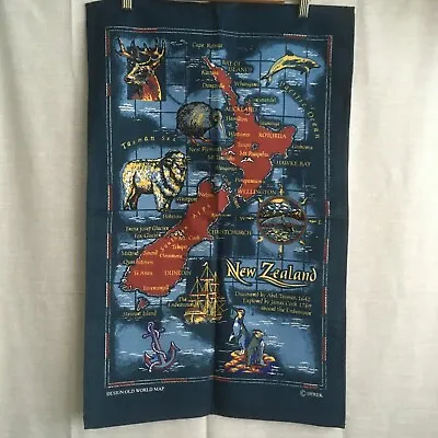 £8.50 • Buy Tea Towel New Zealand Design: Old World Map By Derek 54% Linen 46% Cotton