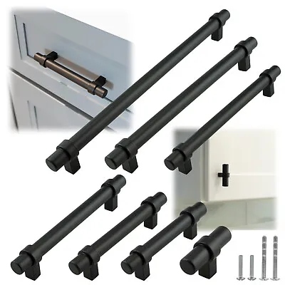 Black Modern Cabinet Handles T Bar Pulls Kitchen Drawer Hardware Stainless Steel • $193.89