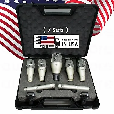 KIT7 Professional Wired Microphone Mic Kit For 7 Pieces Drum Set W/ Mounting Kit • $144.99