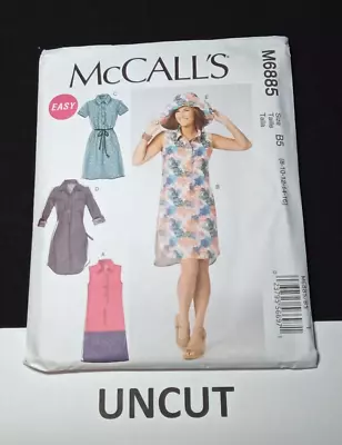 McCALL'S Easy Sewing Pattern M6885 Sz 8-16 Misses Pullover Shirtdress Dress Hat • $6.45