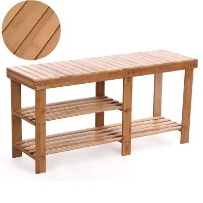 Hot Shoe Rack Bench Hallway Storage Organizer Entryway Furniture Bamboo Seat NEW • $36.99