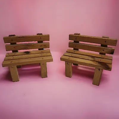 Vintage Pair Of Small Wooden Park Bench Chairs For Dolls Outdoor Home Decor ART • $41.99