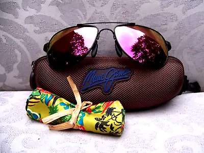 *Mint* MAUI JIM GUARDRAILS Gloss Black & Sunrise Polarized Sunglasses ~~ P327-02 • $259.98