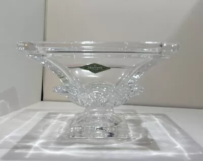 Shannon Crystal Pedestal Candy Dish Footed Centerpiece Square Bowl With Sticker • $17.49