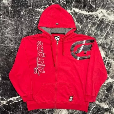 Y2K Ecko Unltd Hoodie Red - 2000s Embroidered Full Zip Sweatshirt 3XL / XXXL • $40