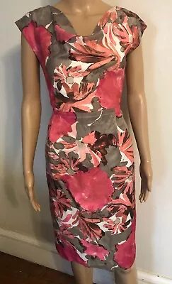 Banana Republic Mad Men Collection Floral Sheath Dress Sz 6 Rayon Linen Blend • $42.48