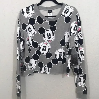 Disney NWT Mickey Mouse Screen Print Cropped Sweatshirt Size M • $25