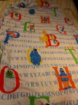 Sesame Street Twin Fitted Sheet Alphabet W Elmo Bert Ernie Big Bird Vintage 80's • $19.99