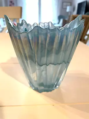 Vintage Viking Icy Blue Textured Glass Vase Circa 1950s EUC • $32