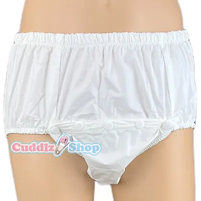 £14.99 • Buy Cuddlz Adult Size White Front Snap On Stretchy Plastic Incontinence Pants Briefs