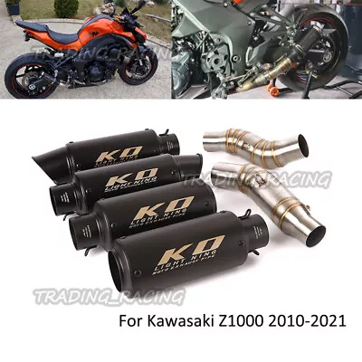 For Kawasaki Z1000 2010-2021 Z1000SX Exhaust System Middle Pipe Slip On Mufflers • £163