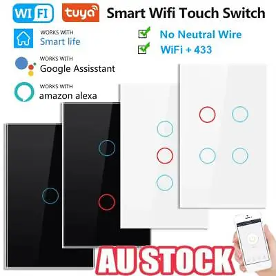 $14.99 • Buy 1/2/3/4 Gang WiFi Switch Smart Home Touch RF Light Wall Panel For Alexa Google *