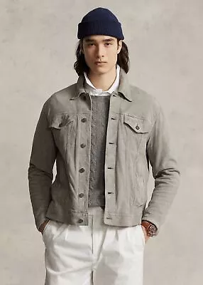 Men's Gray Suede Lambskin Leather Trucker Shirt Jacket Front Metal Button Coat • $108.90