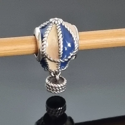 $36 • Buy Pandora Blue White Enamel Hot Air Balloon Silver  Dangle Charm 791145 Free Post 