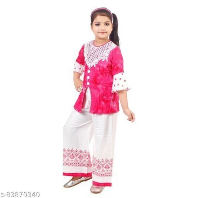 $35.04 • Buy Indian Traditional Girls Casual Kurta And Palazzo Set For Festival & Casual Wear
