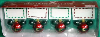 Disney Park Santa Mickey Mouse Set 4 Christmas Ornaments With Place Cards New • $39.95