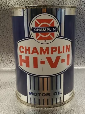 Vintage Champlin Motor Oil Can Metal Quart Enid Oklahoma NOS Full. • $75