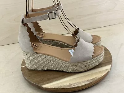 J. Crew  Espadrilles Wedge Sandals Womens 8  White Thea Canvas • $39.60