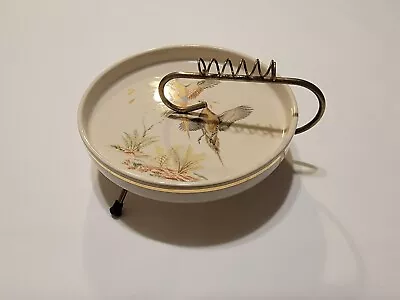 Ashtray Pheasants Metal Stand Spiral Wire Cigarette Holder LaAnna PA Holley Ross • $10