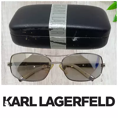 Vintage 1980's Karl Lagerfeld Men's Sunglasses Silver Mirrored + Case KL102S • $55.64
