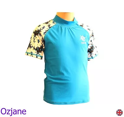 £8.95 • Buy Boys Ozcoz Uv Upv 50+ Sun Protection Rash Guard Top Blue 6 To 12 Years 