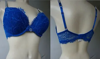 £18.99 • Buy Primark Maximise+2 Cup Sizes Stunning Blue Lace Diamante Straps Totally Sexy Bra