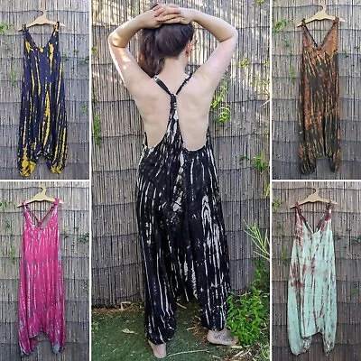 £25 • Buy Tie Dye Jumpsuit Hippy Hippie Boho Festival Drop Crotch Harem Baggy Dungarees