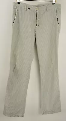 Em's Of Masons Mens 34 X 34 Gray Blue Stripe Seersucker Cotton Drawstring Pants • $39.98