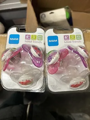 2 MAM Diamond Orthodontic Pacifiers 3-pack Pink Purple 6 + Months BPA Free • $24.99