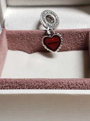 Genuine Pandora Silver Red ❤️ Heart Enamel Dangly  Mother  Charm S925 ALE • £12