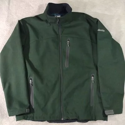 Columbia Men's Xl Ascender Softshell Jacket Full Zip Mock Neck Green Waterproof • $39.99