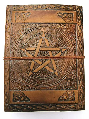 SALE Pentacle Leather Cord Journal Book Of Shadows Gothic Notebook Wicca Pagan • £8.45