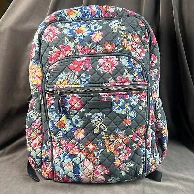 Very Bradley Campus Backpack  Laptop Computer Padded Case Gray Pink Floral 16x14 • $59.40