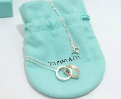 £186.33 • Buy Tiffany & Co. Silver & Rubedo Metal 1837 Interlocking Circles Pendant Necklace