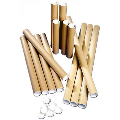 Postal Tubes - Quality Extra Strong Cardboard A4 A3 A2 A1 With Plastic End Caps • £13.70