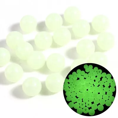 100 Round Glow In The Dark Beads - Acrylic - Green - 6mm (Dia) - J755789 • £3.09