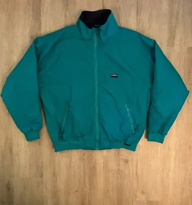 Vintage White Sierra Ski Outdoor Teal Jacket 100% Nylon Fleece Lined Men’s XL • $26.89