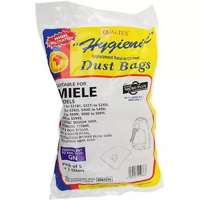 5 Miele GN Type S8330 S8340 Solution Hepa Hoover Microfibre Dust Bags + FIlters • £5.28