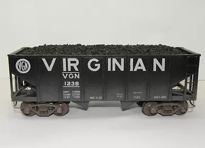 O Scale 2-Rail CUSTOM VIRGINIAN 2-BAY HOPPER CAR METAL WHEELS SPRUNG TRUCKS • $45