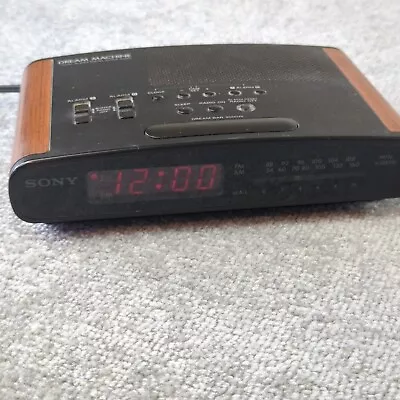 Sony Dream Machine ICF-C420 Dual Alarm AM/FM Clock Radio Wood Grain TESTED WORKS • $14.95